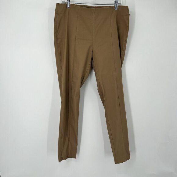 Calvin Klein Pants Womens Tan Skinny Leg Pull On Stretch Mid Rise Ankle Zip L - Picture 1 of 7